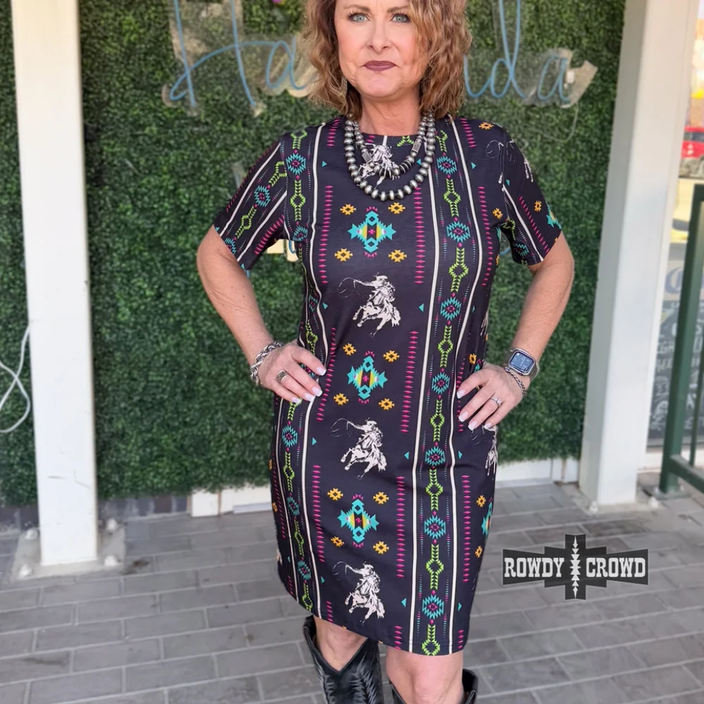 NWT Black Rope & Ride Aztec Print DRESS - Picture 3 of 3